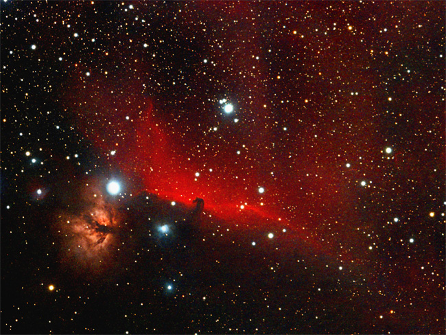 Nébuleuse de la flamme - NGC2024, tête de cheval - Barnard 33 - et nébuleuse en arrière plan - IC434